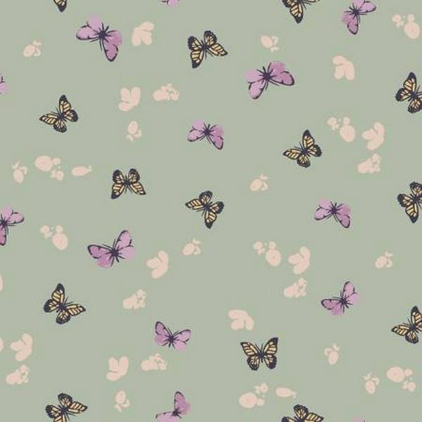 Butteflies in the Garden Cool Sage Fluttering About by RJR Fabrics available in Canada at The Quilt Store