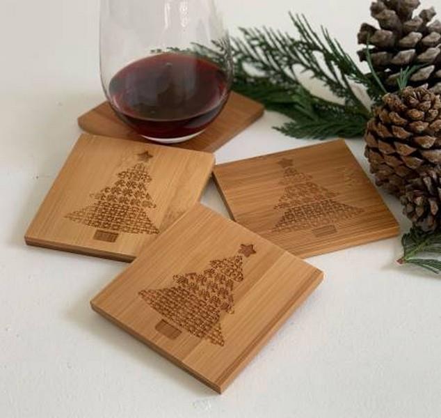 Built Quilt Bamboo Wood Coaster set available in Canada at The Quilt Store