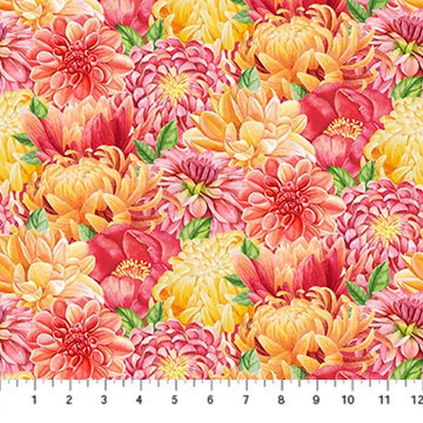 Morning Blossom Packed Floral by Michel Design Works for Northcott available in Canada at The Quilt Store