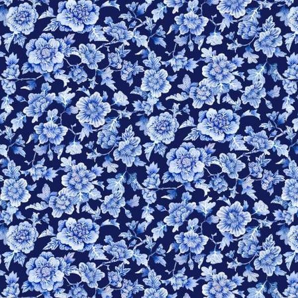 Springtime Happiness Small Flower Navy by Gabby Malpas for P&B Textiles available in Canada at The Quilt Store