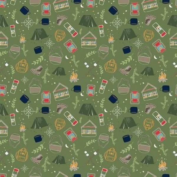 Love You Smore Camping Olive by Gracey Larson for Riley Blake Designs available in Canada at The Quilt Store