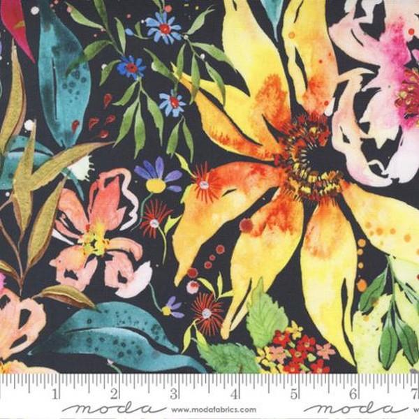 Eufloria Floribunda Large Floral Black by Create Joy for Moda available in Canada at The Quilt Store