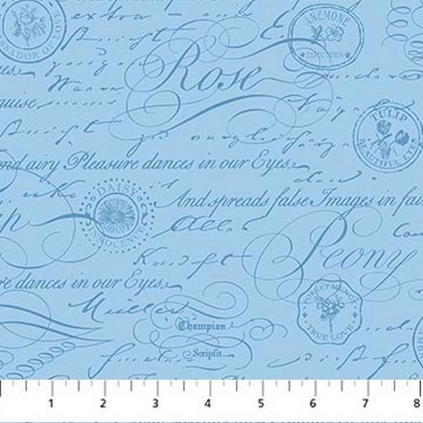 Something Blue Script by Tina Higgins for Northcott available in Canada at The Quilt Store