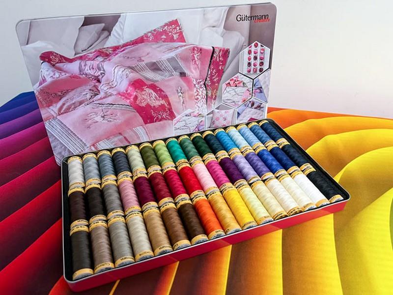 Gutermann Nostalgia Box 48 spools of 50 wt thread available in Canada at The Quilt Store
