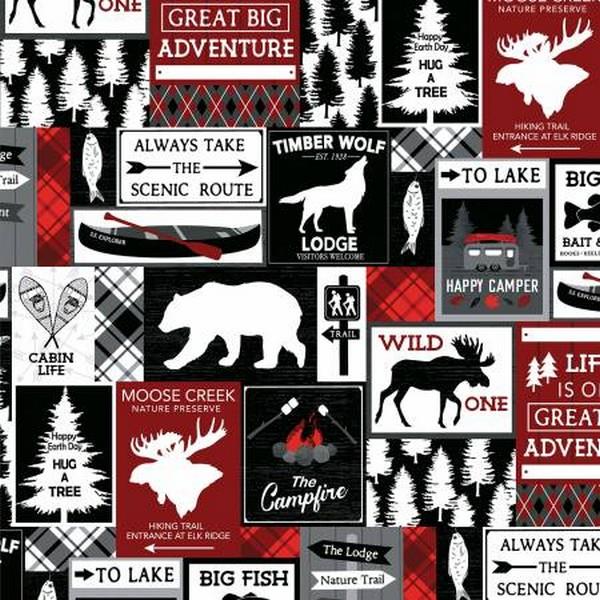 Great Outdoors Cabin Life Red & Black by Kanvas Studios for Benartex Fabrics available in Canada at The Quilt Store