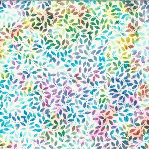 Pastel Leaves Batik by Hoffman International Fabrics available in Canada at The Quilt Store