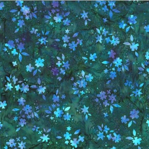 Teal Floral Batik by Hoffman International Fabrics available in Canada at The Quilt Store