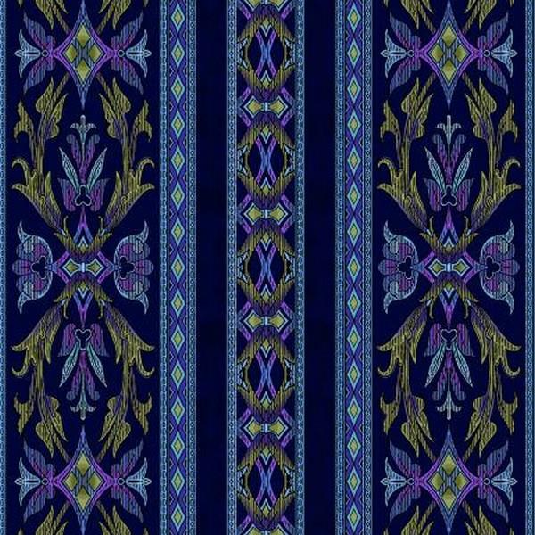 Floral Fantasy Cobalt Border by Jinny Beyer for RJR Fabrics available in Canada at The Quilt Store