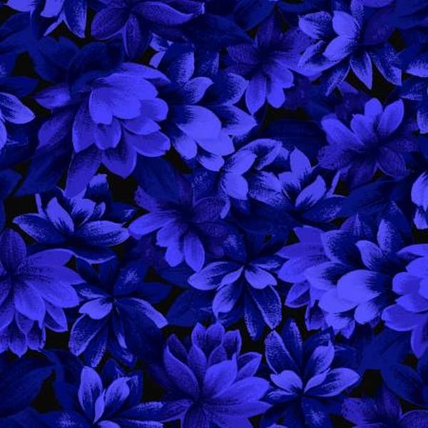 Floral Fantasy Cobalt Flowers by Jinny Beyer for RJR Fabrics available in Canada at The Quilt Store
