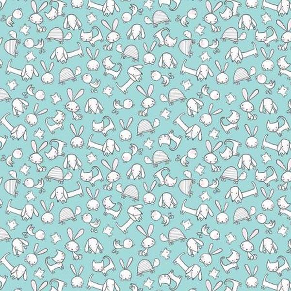 Doodle Baby So Loved Turquoise by Jessica Flick for Benartex available in Canada at The Quilt Store