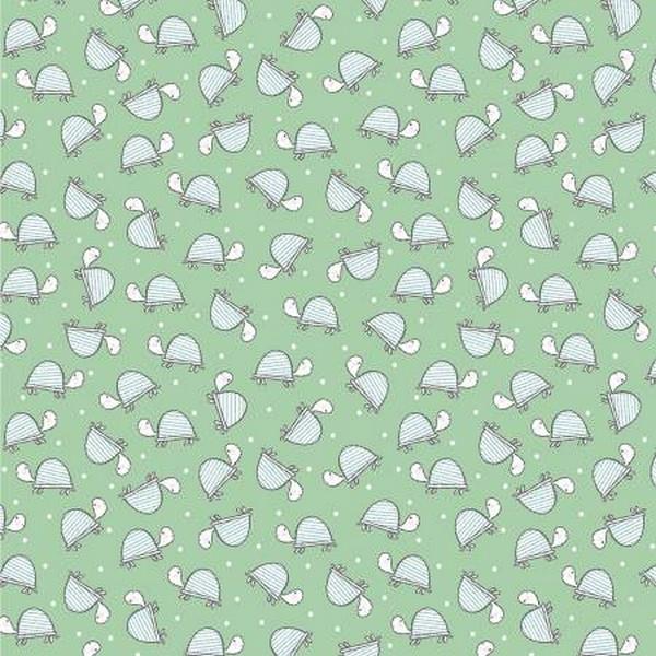 Doodle Baby Turtle Love Mint by Jessica Flick for Benartex available in Canada at The Quilt Store