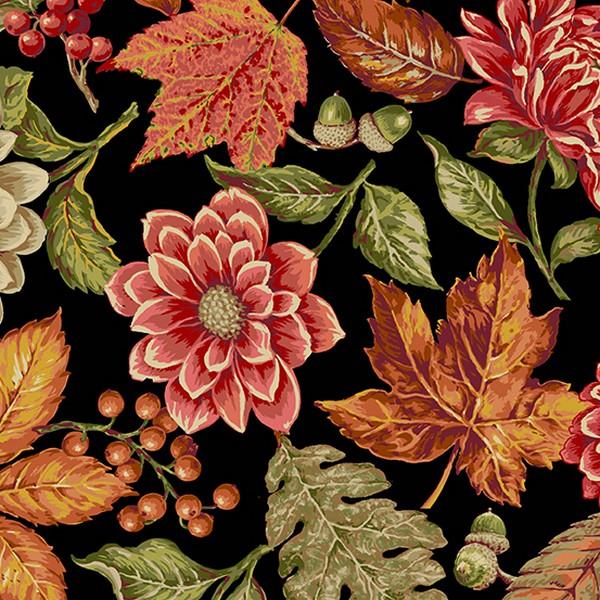 Autumn Woods Black Foliage by Edyta Sitar for Laundry Basket Quilts available in Canada at The Quilt Store