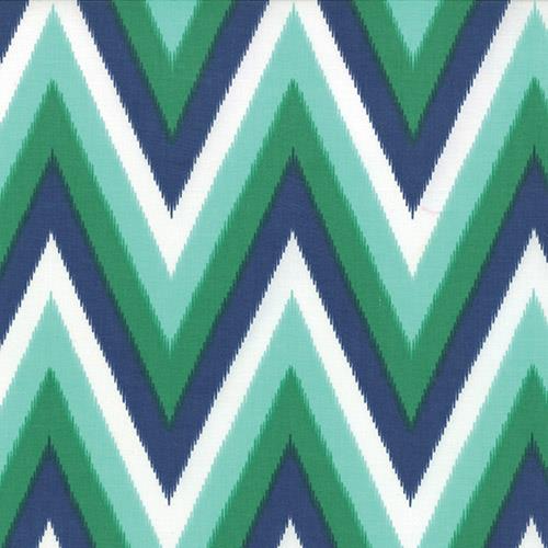 Color Me Happy Green/ Navy/ Cream Chevron Stripe available in Canada at The Quilt Store