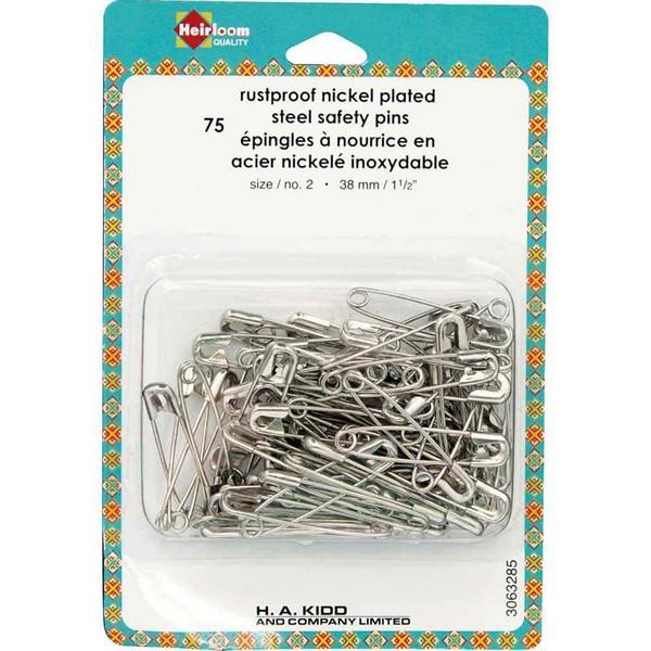 Heirloom Safety Pins - 38mm (1-1/2") Size 2 - 75pcs