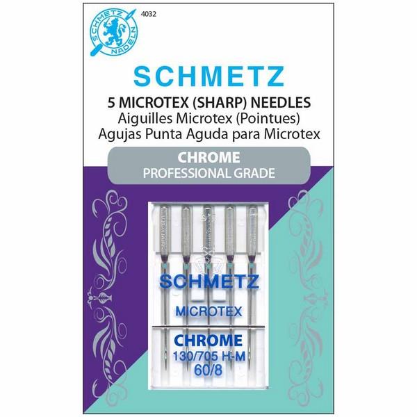 Schetz Chrome Microtex Needles 60/8 - 5 Count