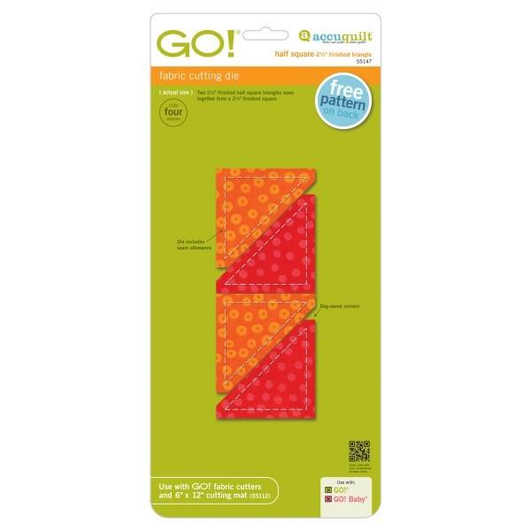 AccuQuilt Go! Fabric Cutting Die Half Square Triangle 2 1/4" Finished
